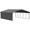 Arrow Storage Products Galvanized Steel Carport, W/ 1-Sided Enclosure, Compact Car Metal Carport Kit, 20'x24'x7', Charcoal CPHC202407ECL1 - alternate 1